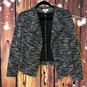 LOFT Petite Black and White Textured Blazer